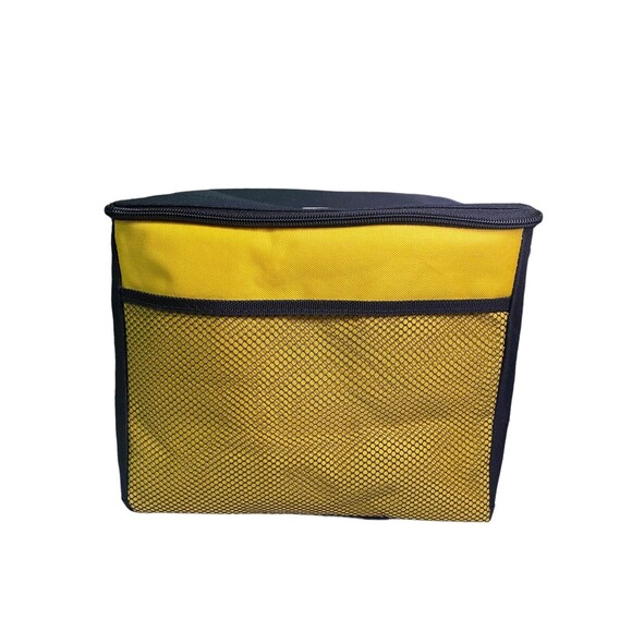 Ice Cubed Insulated Cooler Bag w/Front Mesh Pocket Black Blue Adjustable Strap - Picture 3 of 13